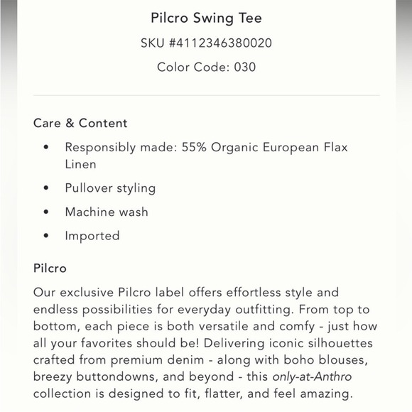 Anthropologie Pilcro Swing Tee Red Size Small Linen Cotton - Picture 4 of 16